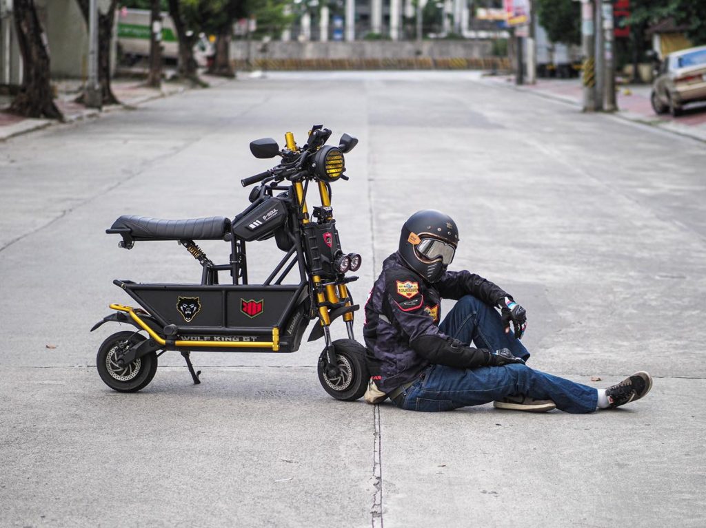 Kaabo Wolf King Seated Electric Scooter - Seated with Rider