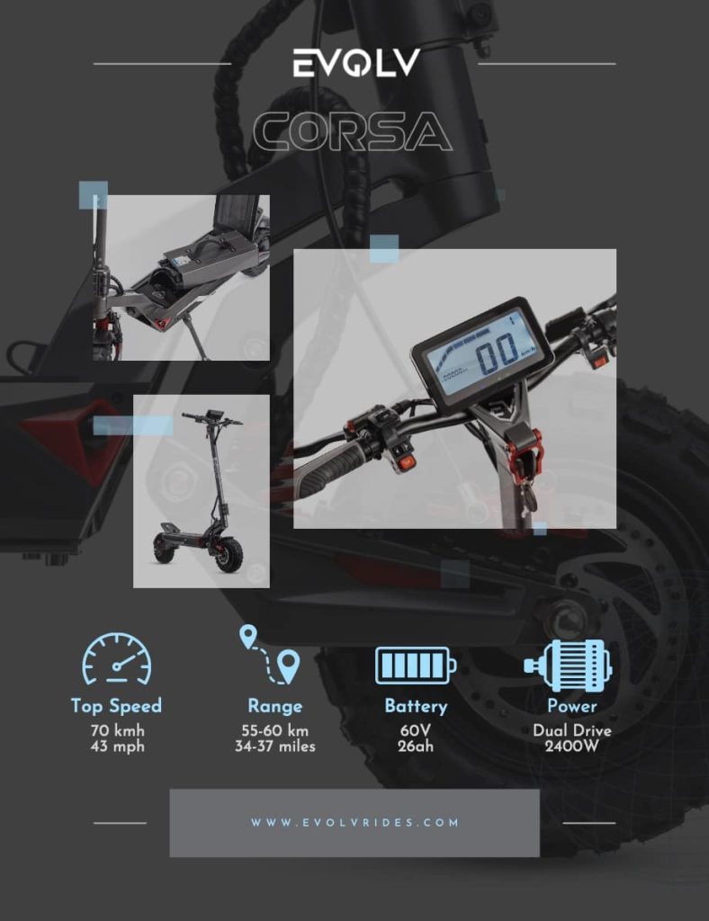 EVOVL Corsa Electric Scooter Spec Sheet