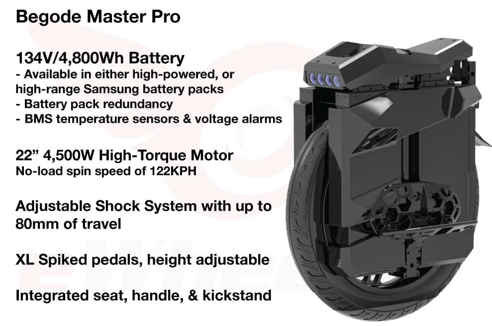 Begode Master Pro Electric Unicycle - Render Specs