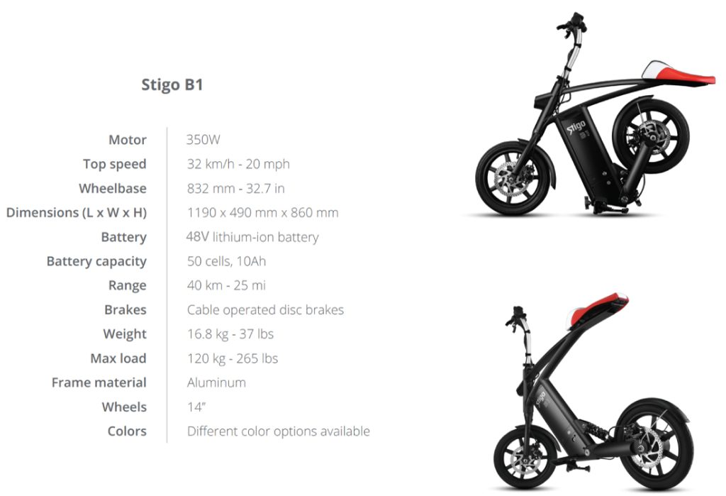 Stigo B1 Seated Electric Scooter - Specs